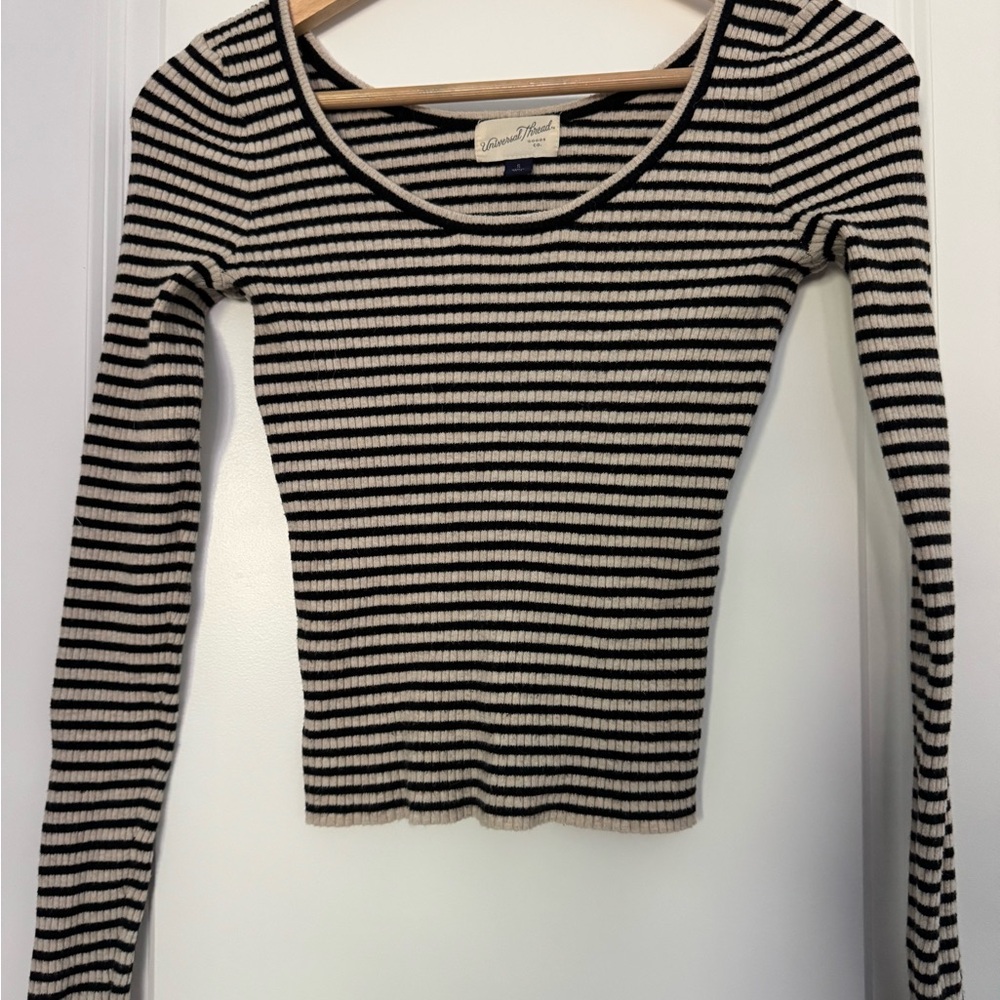 Universal Thread Black and Tan Striped Top